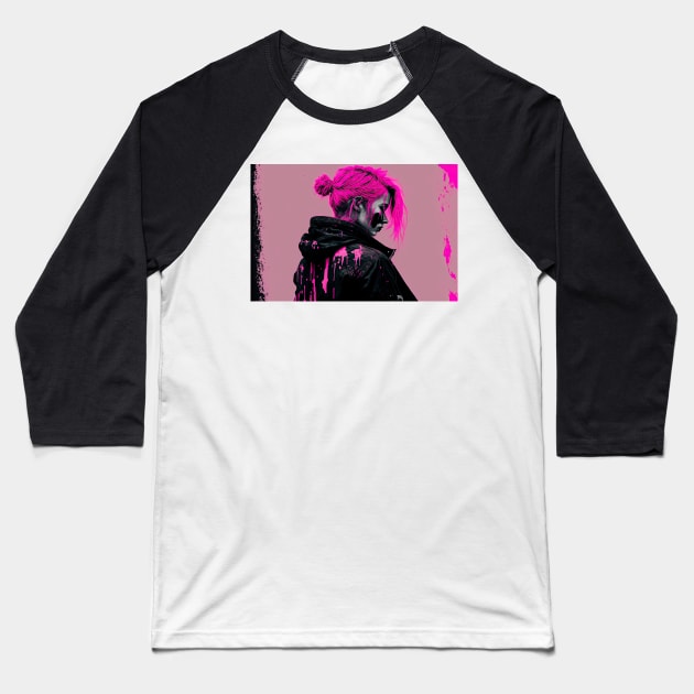The Pink Project - Gothic Cyberpunk Baseball T-Shirt by JoeBurgett